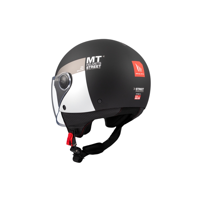 Casque moto jet MT STREET INBOARD D2 noir mat-argent