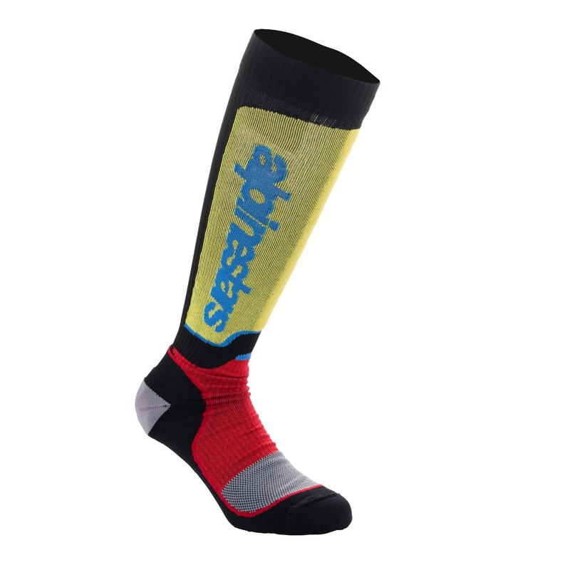 Chaussettes Alpinestars MX Plus noir-rouge fluo-jaune fluo-bleu
