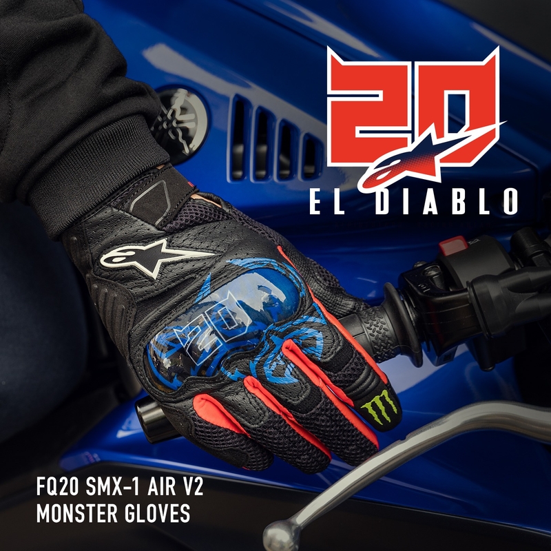 Gants moto Alpinestars SMX-1 Air 2 Monster FQ20 Noir-Rouge-Bleu-Blanc-Vert