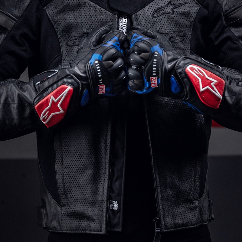 Gants moto Alpinestars SP-8 3 Monster FQ20 Noir-Rouge-Bleu-Blanc