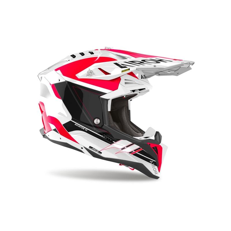 Casque de motocross Airoh Aviator 3 Sabre, rouge brillant
