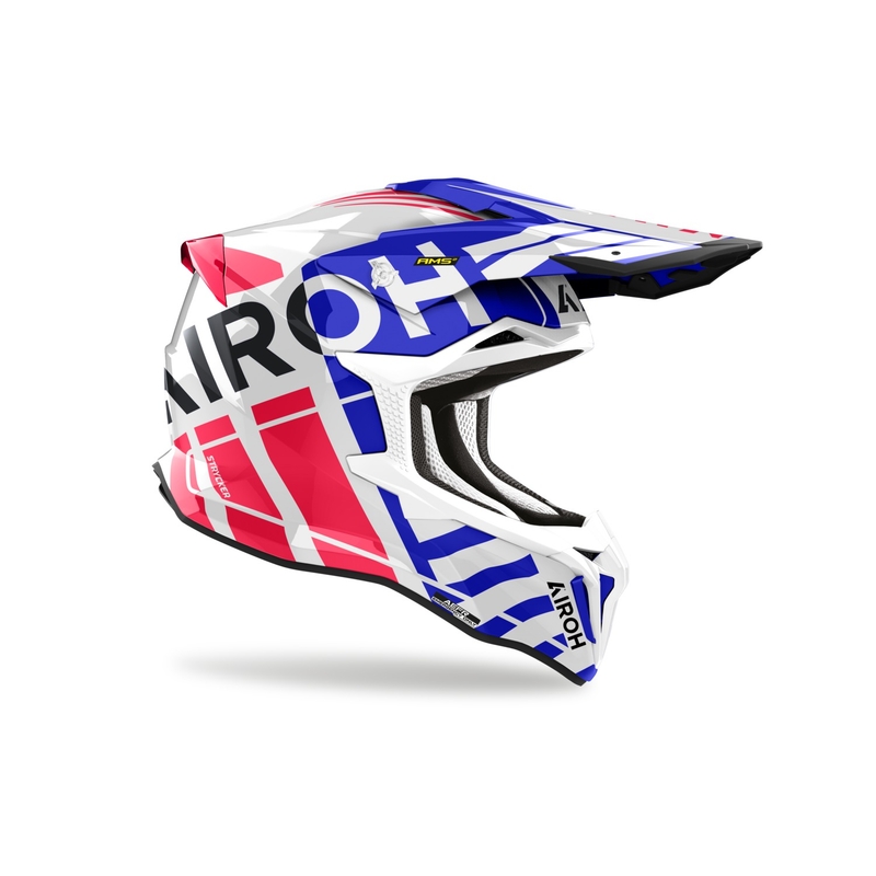 Casque motocross Airoh Strycker Brave 2024 glossy blue-red soldes