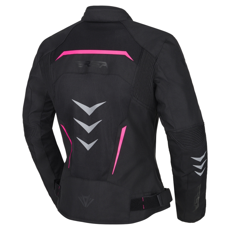 Veste de moto RSA Runway noire et rose pour femmes