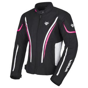 Veste de moto RSA Wasp noire, rose et blanche pour femmes