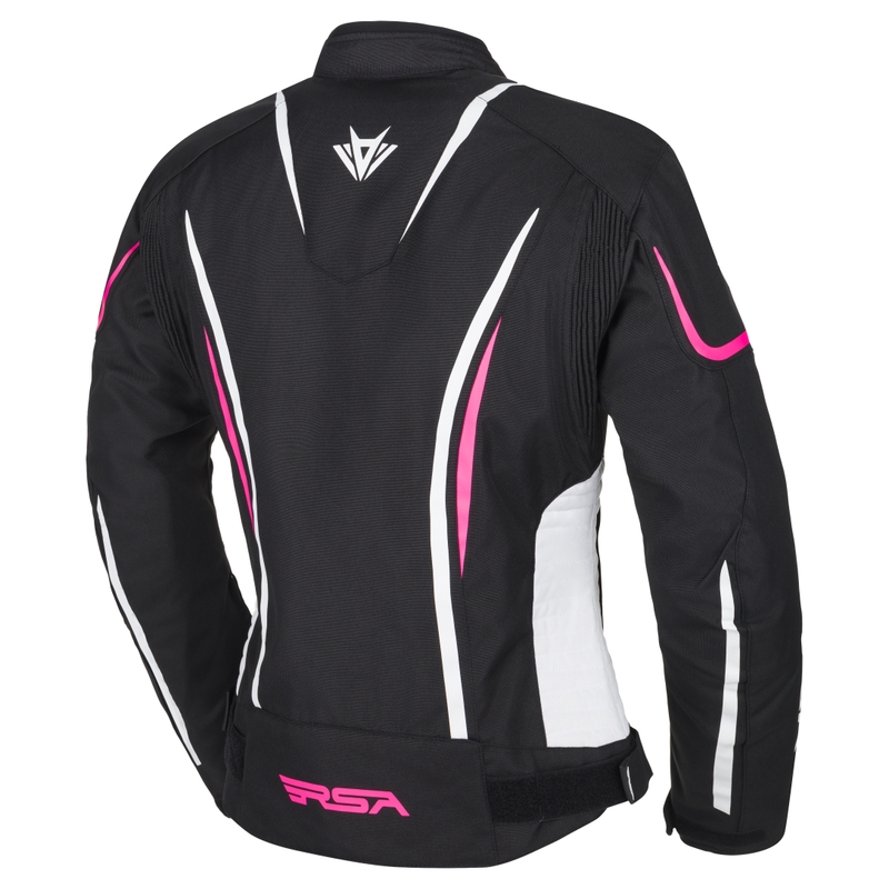 Veste de moto femme RSA Wasp, noir-rose-blanc