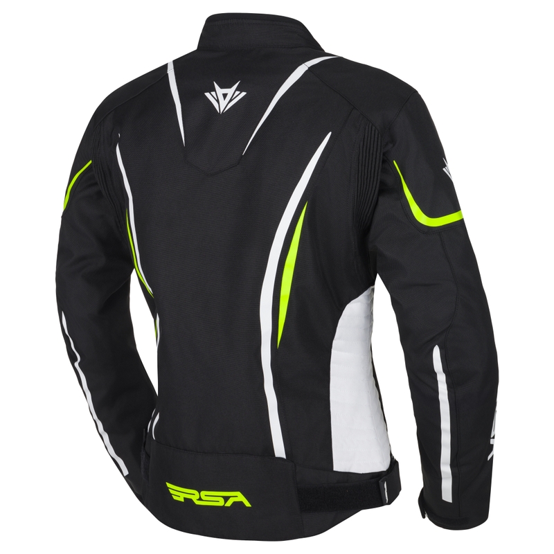 Blouson moto femme RSA Wasp noir-blanc-jaune fluo