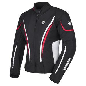 Veste de moto RSA Wasp noire, blanche et rouge pour femmes
