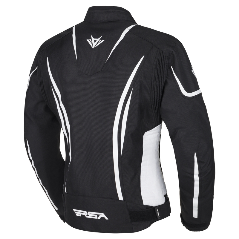 Veste de moto RSA Wasp noire et blanche pour femmes