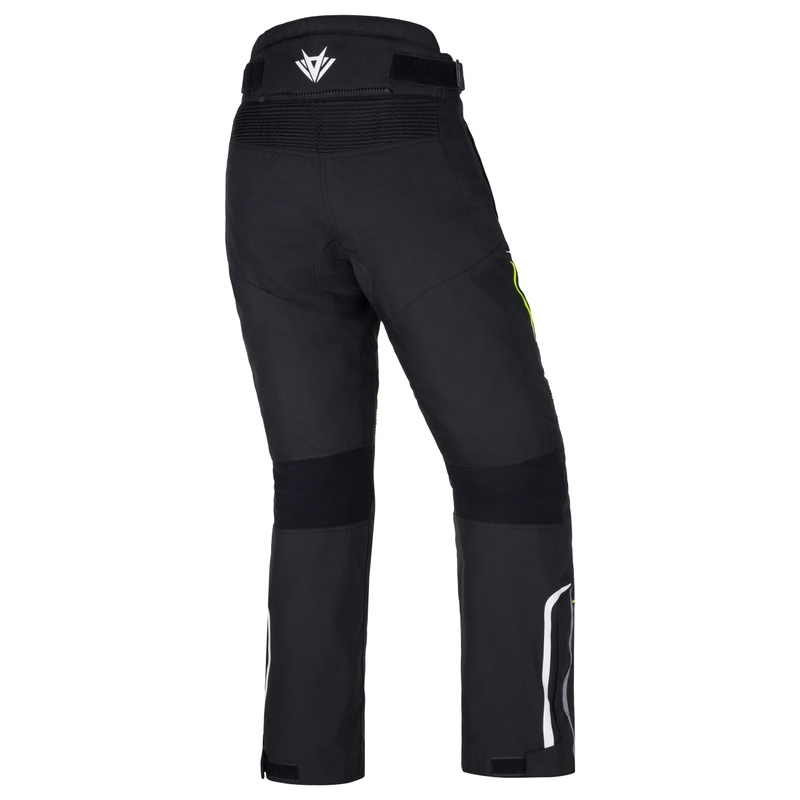 Pantalon de moto RSA Wasp noir-blanc-jaune fluo pour femme