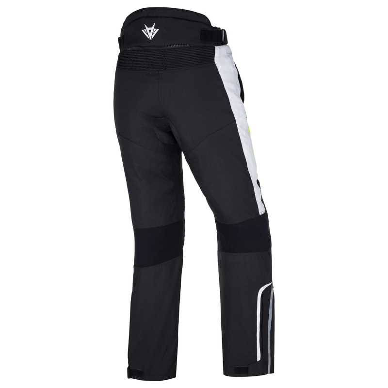 Pantalon de moto RSA Wasp noir-jaune fluo-blanc pour femme