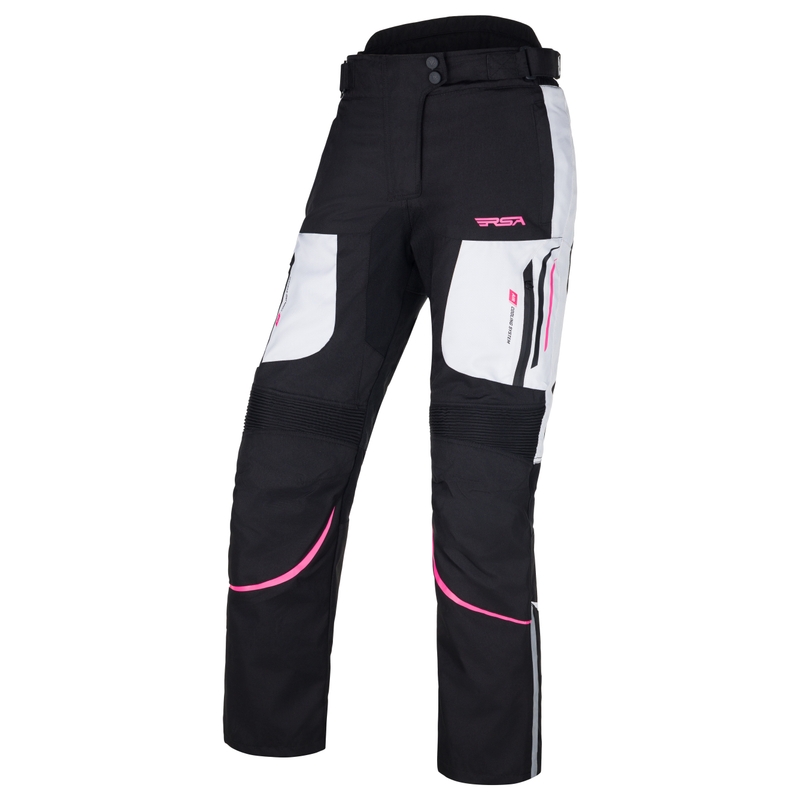 Pantalon de moto RSA Wasp noir, rose et blanc pour femmes