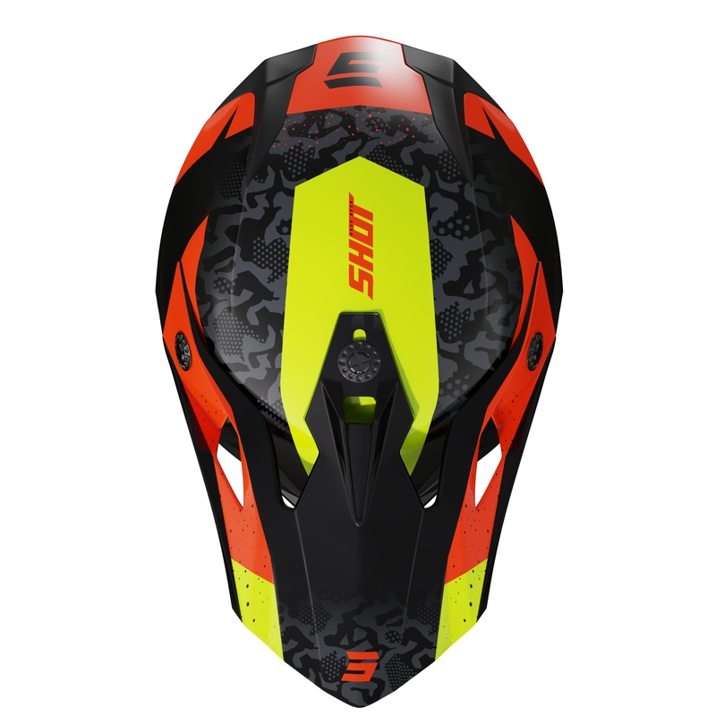 Casque motocross enfant Shot Pulse Airfit noir brillant-jaune fluo-orange soldes