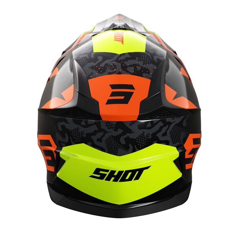 Casque motocross enfant Shot Pulse Airfit noir brillant-jaune fluo-orange soldes