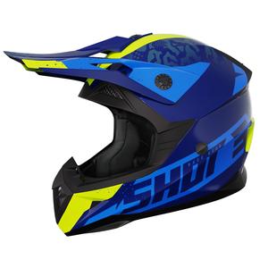 Casque motocross enfant Shot Pulse Airfit bleu brillant-jaune fluo soldes