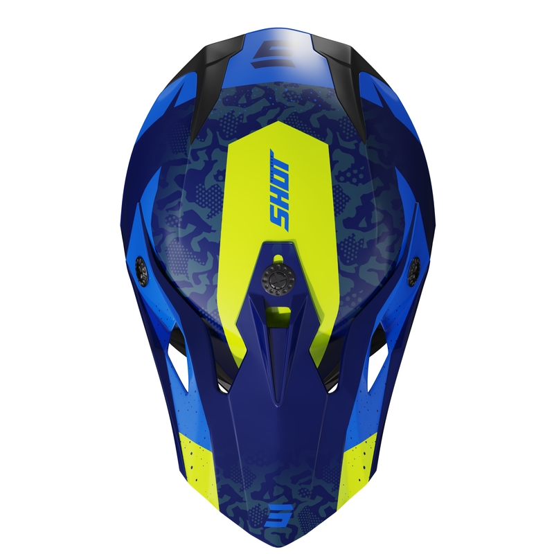 Casque motocross enfant Shot Pulse Airfit bleu brillant-jaune fluo soldes