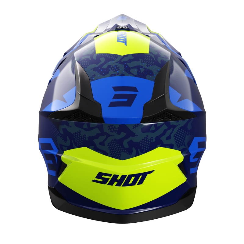 Casque motocross enfant Shot Pulse Airfit bleu brillant-jaune fluo soldes