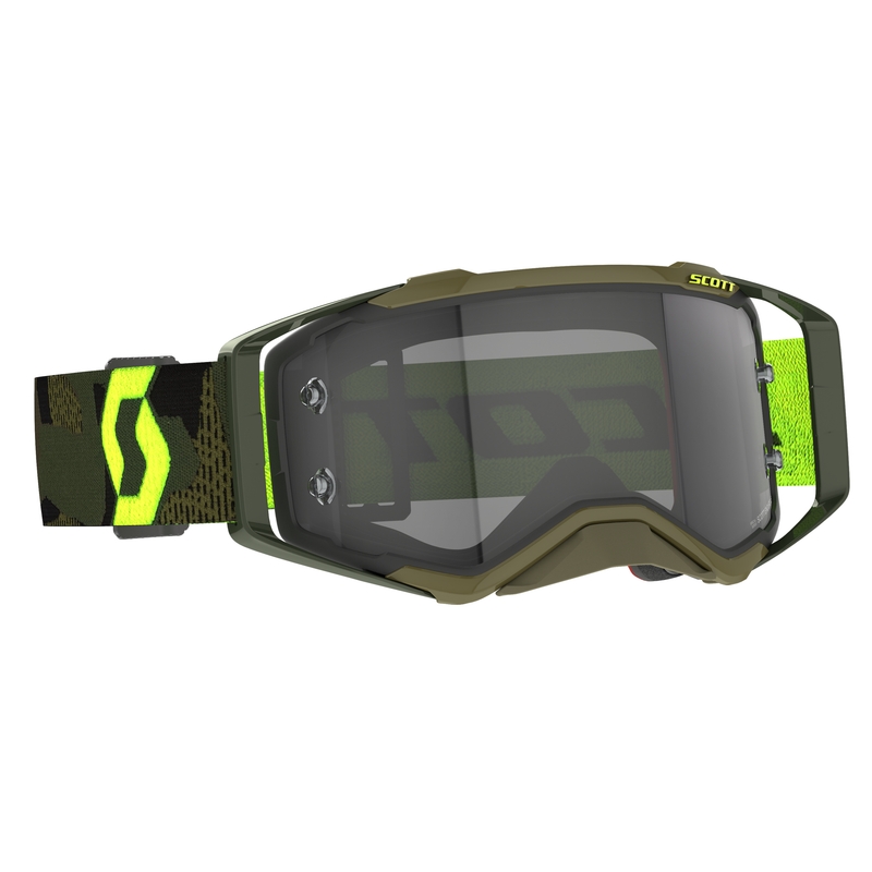 Lunettes de motocross Scott Prospect LS kaki-jaune fluo-gris clair