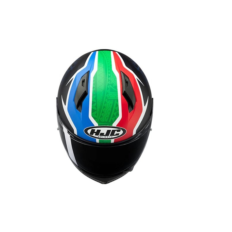 Casque moto intégral HJC C10 BB33 MC21SF bleu-vert-rouge