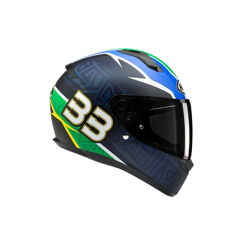 Casque moto intégral HJC C10 BB33 MC21SF bleu-vert-rouge