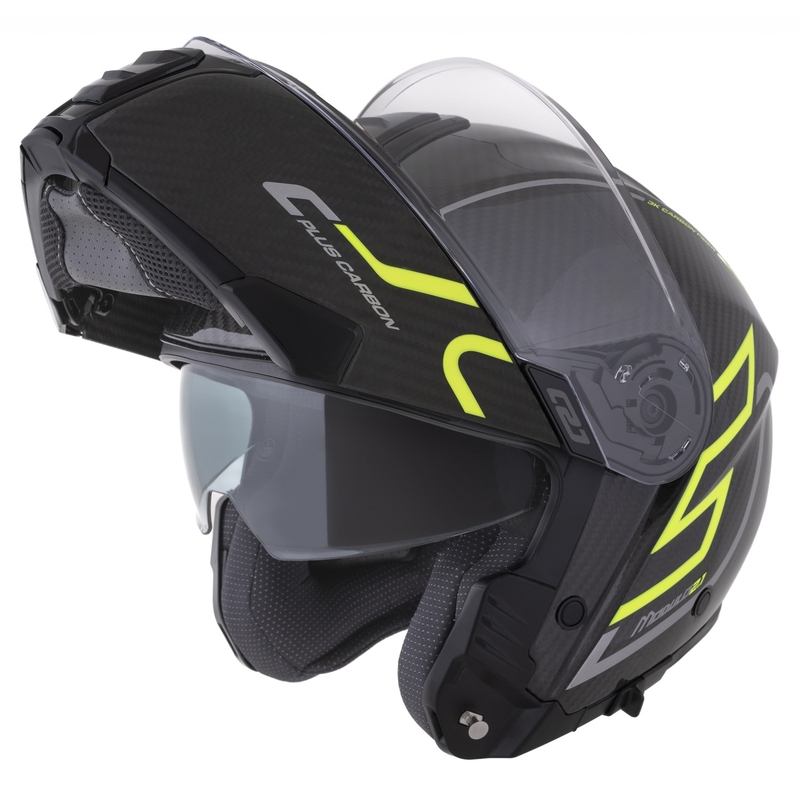 Casque modulable Cassida Modulo 2.1 Plus Carbon jaune fluo-argent-noir