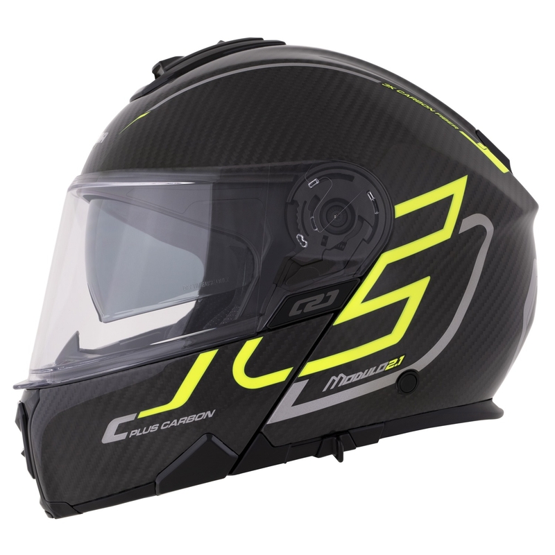 Casque modulable Cassida Modulo 2.1 Plus Carbon jaune fluo-argent-noir