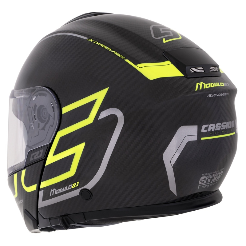 Casque modulable Cassida Modulo 2.1 Plus Carbon jaune fluo-argent-noir