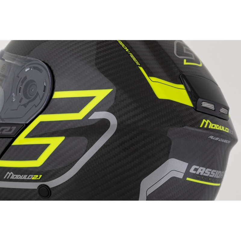 Casque modulable Cassida Modulo 2.1 Plus Carbon jaune fluo-argent-noir