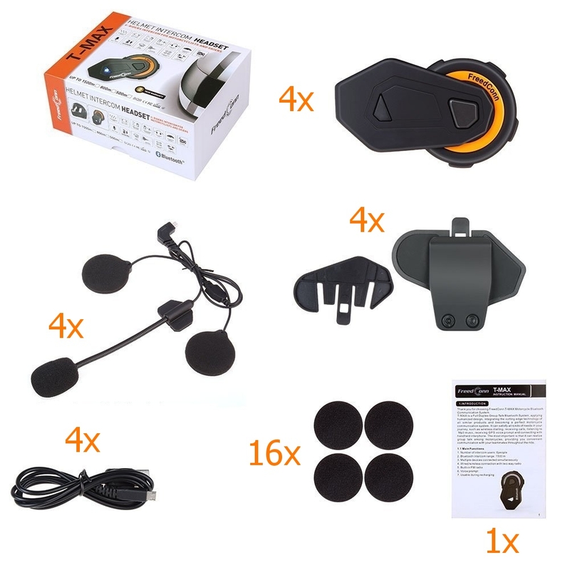 Lot de 4 interphones Bluetooth T-MAX