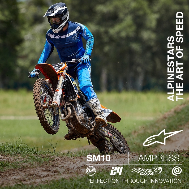Casque motocross Alpinestars Supertech S-M10 Ampress noir mat et blanc