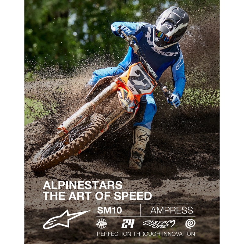 Casque motocross Alpinestars Supertech S-M10 Ampress noir mat et blanc