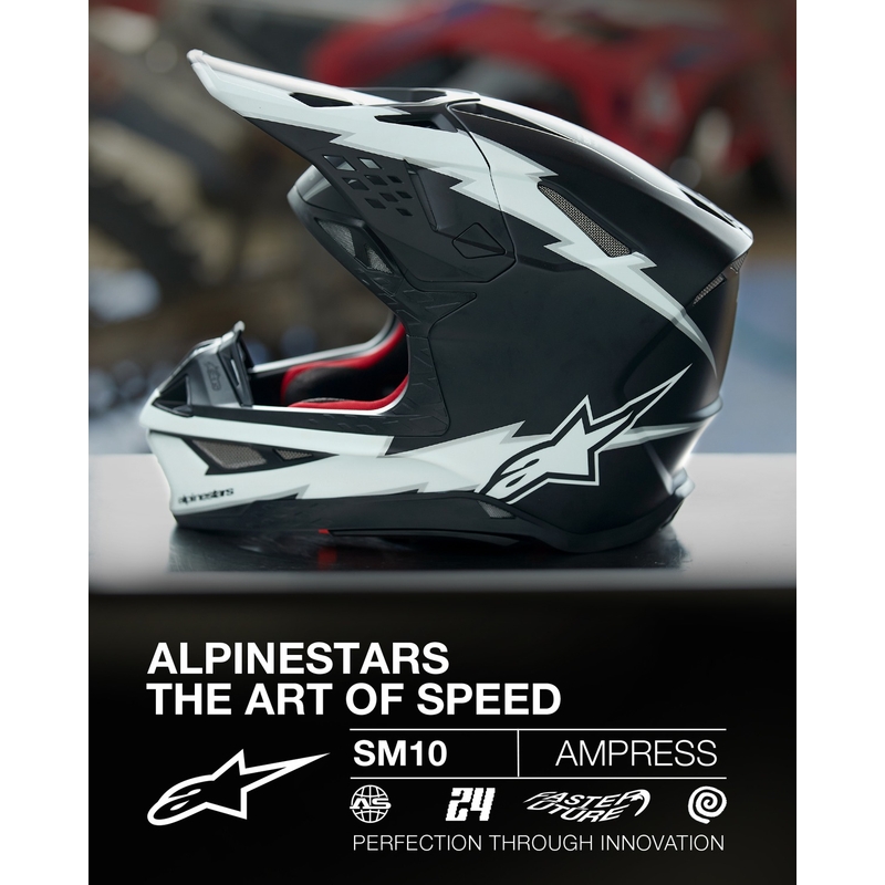 Casque motocross Alpinestars Supertech S-M10 Ampress noir mat et blanc