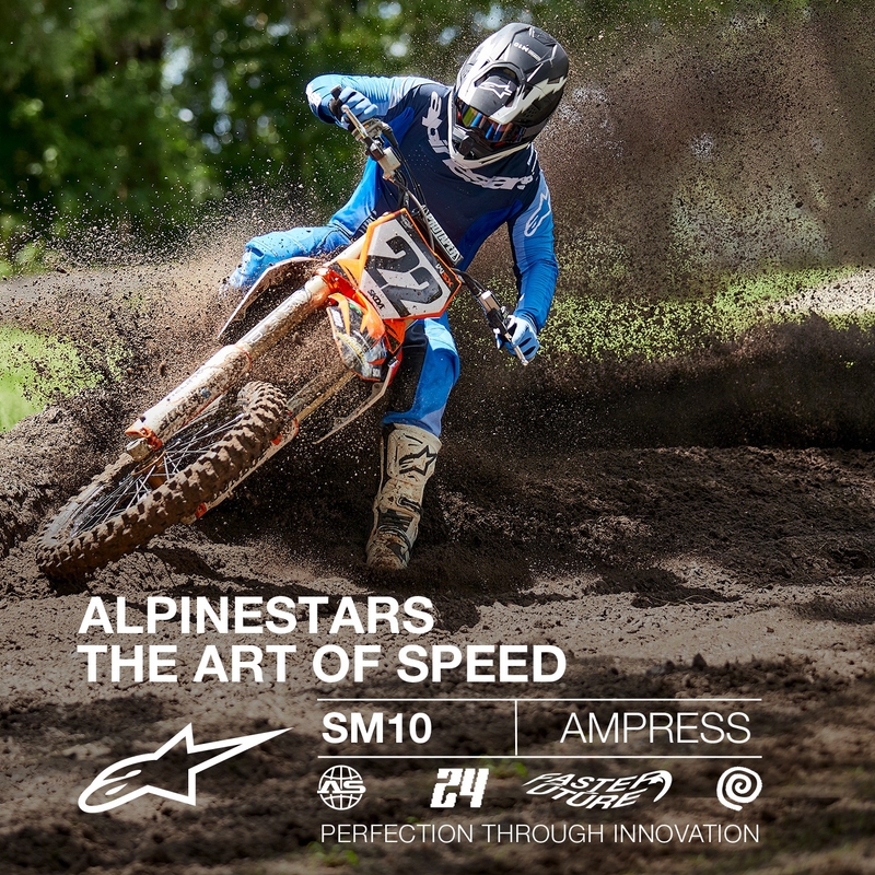 Casque motocross Alpinestars Supertech S-M10 Ampress noir mat et blanc