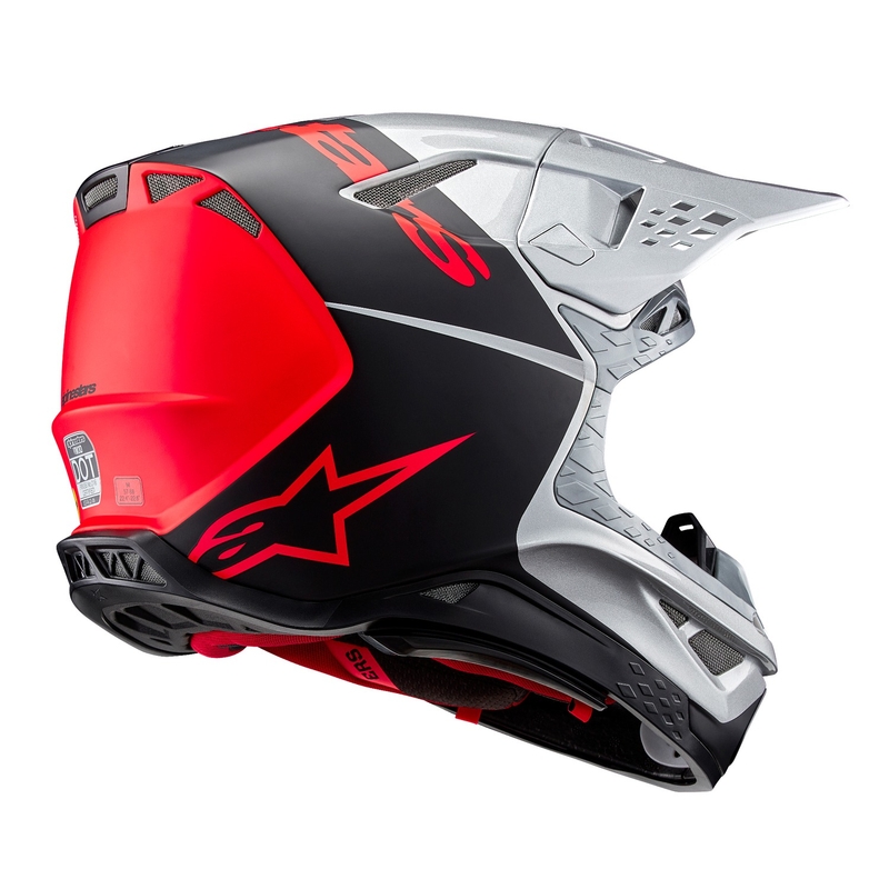 Alpinestars Casque motocross Supertech S-M10 Flood argent mat-noir-orange fluo
