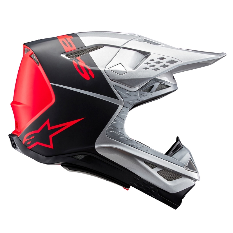 Alpinestars Casque motocross Supertech S-M10 Flood argent mat-noir-orange fluo