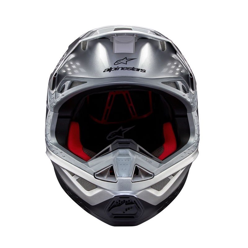 Alpinestars Casque motocross Supertech S-M10 Flood argent mat-noir-orange fluo