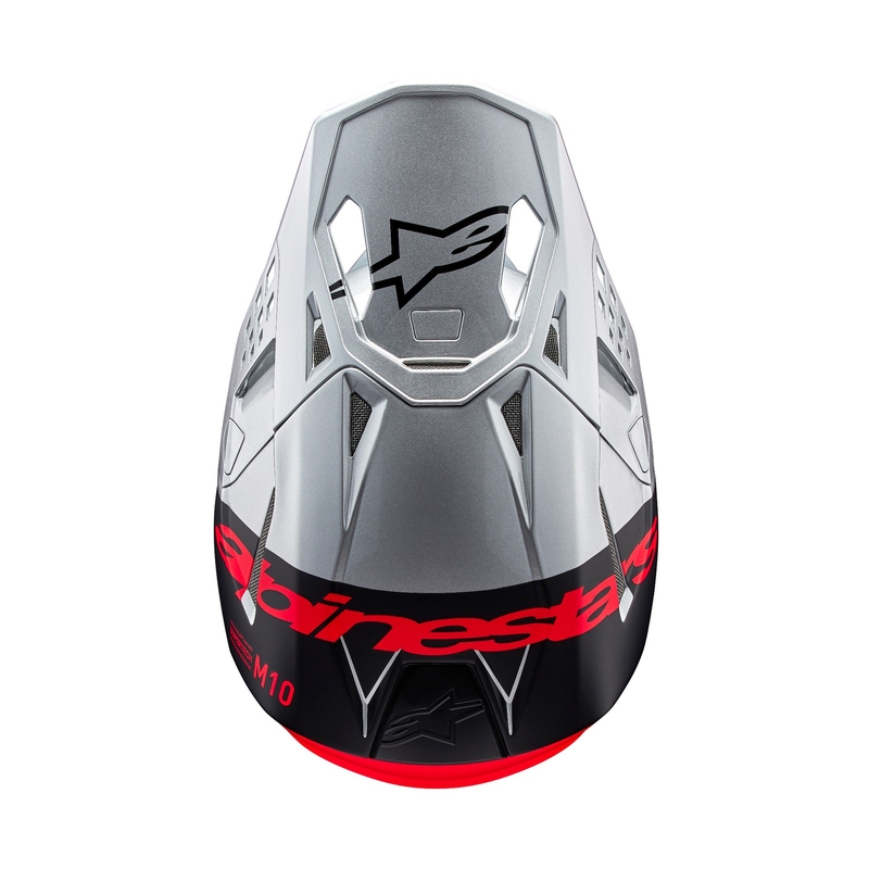 Alpinestars Casque motocross Supertech S-M10 Flood argent mat-noir-orange fluo
