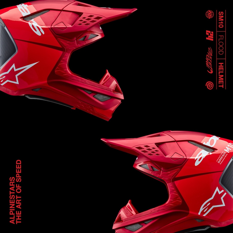 Alpinestars Casque motocross Supertech S-M10 Flood rouge fluo mat