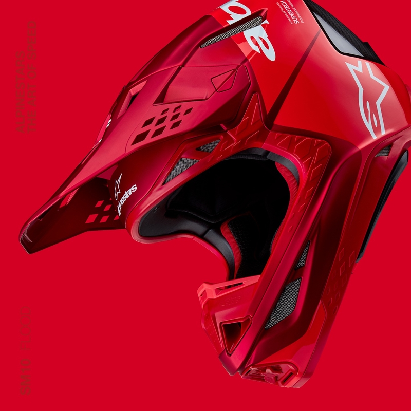Alpinestars Casque motocross Supertech S-M10 Flood rouge fluo mat