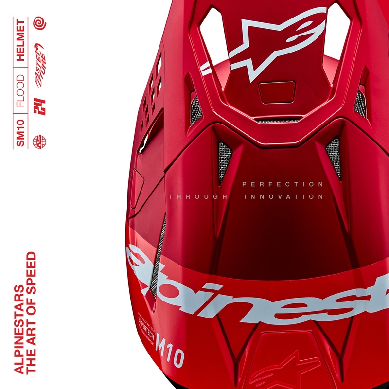 Alpinestars Casque motocross Supertech S-M10 Flood rouge fluo mat