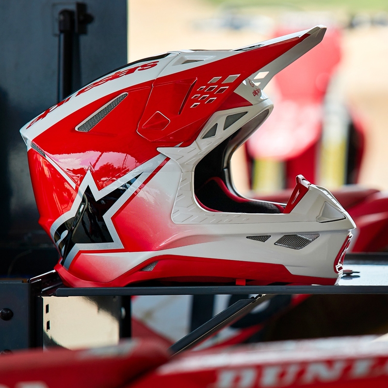 Casque motocross Alpinestars Supertech S-M10 Unite rouge et blanc