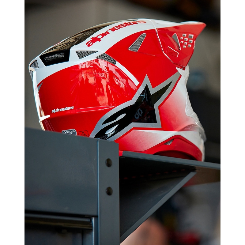 Casque motocross Alpinestars Supertech S-M10 Unite rouge et blanc