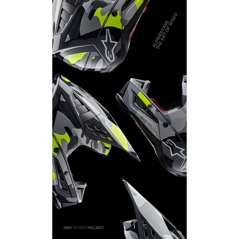 Casque motocross Alpinestars S-M5 Rover 2 gris foncé-jaune fluo