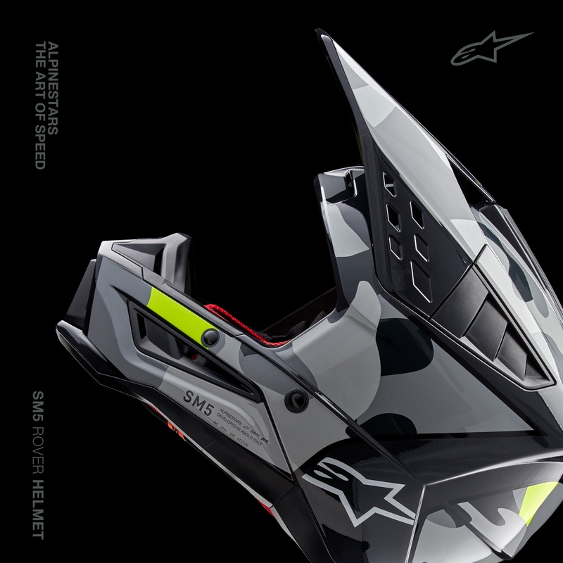 Casque motocross Alpinestars S-M5 Rover 2 gris foncé-jaune fluo
