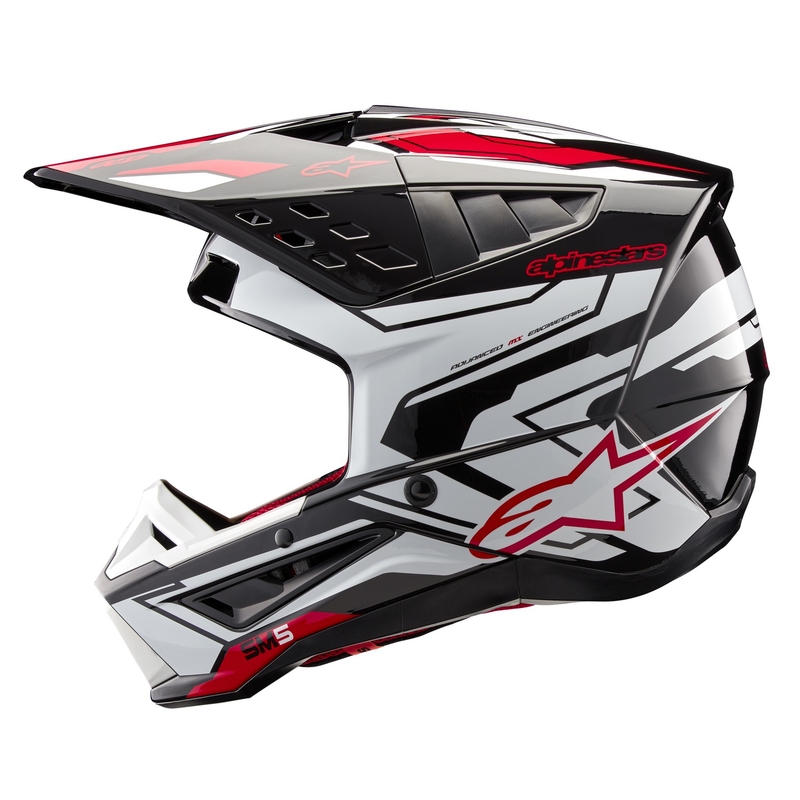 Alpinestars S-M5 Action 2 Black-White-Fluo Red Motocross Helmet