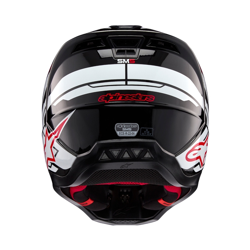 Alpinestars S-M5 Action 2 Black-White-Fluo Red Motocross Helmet