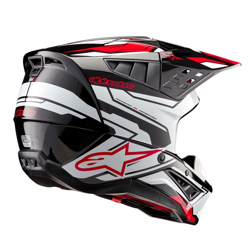 Alpinestars S-M5 Action 2 Black-White-Fluo Red Motocross Helmet