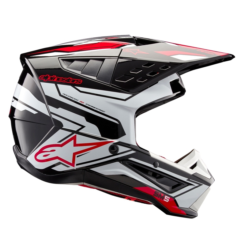 Alpinestars S-M5 Action 2 Black-White-Fluo Red Motocross Helmet