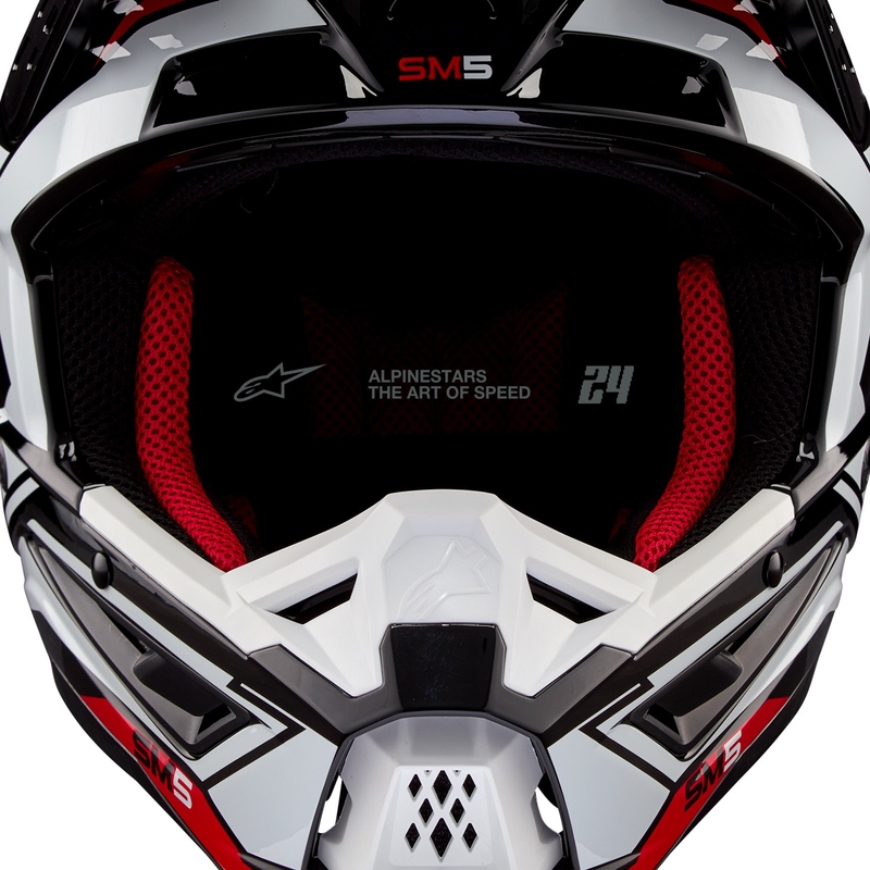Alpinestars S-M5 Action 2 Black-White-Fluo Red Motocross Helmet