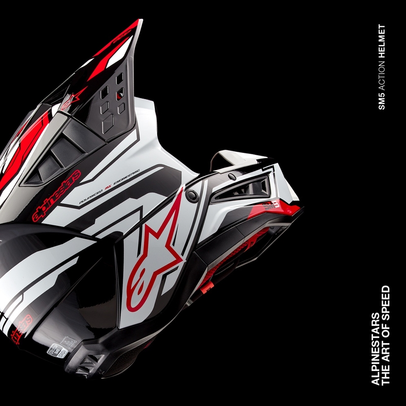 Alpinestars S-M5 Action 2 Black-White-Fluo Red Motocross Helmet
