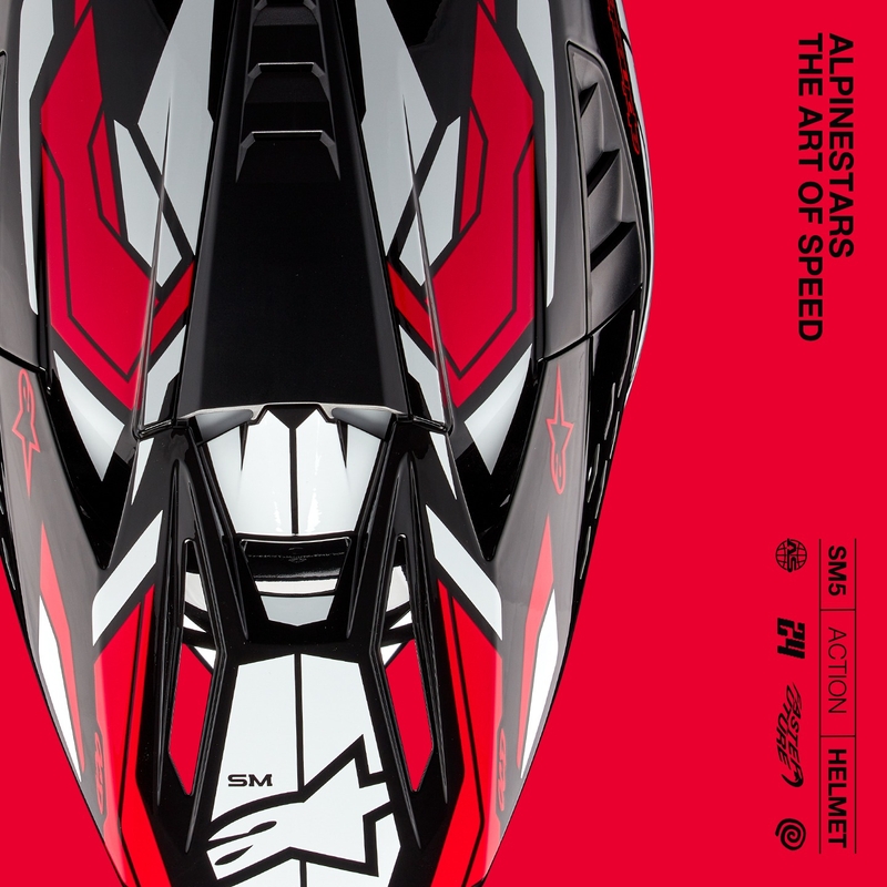 Alpinestars S-M5 Action 2 Black-White-Fluo Red Motocross Helmet